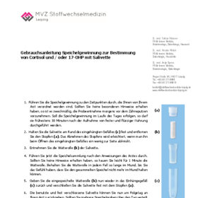 Gebrauchsanleitung Speichelgewinnung zur Bestimmung von Cortisol und/oder17-OHP mit Salivette